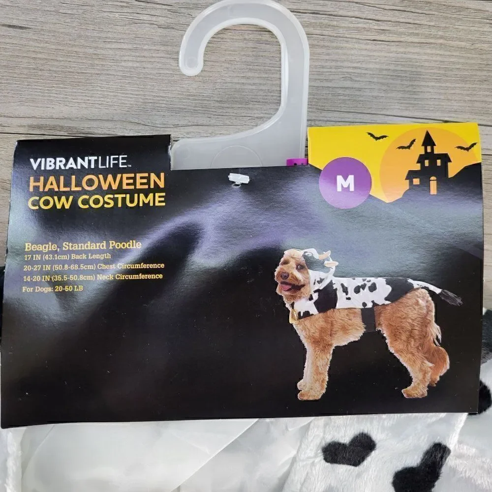 Vibrant Life Cow Dog Costume Sz M
